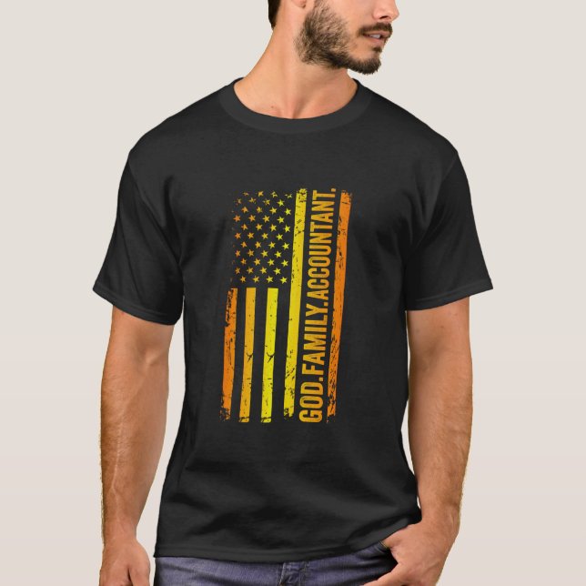 Gott Familienbuchhalter US amerikanische Flagge Va T-Shirt (Vorderseite)