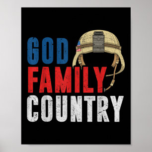 Gott Familienland Soldier USA stolz amerikanisches Poster