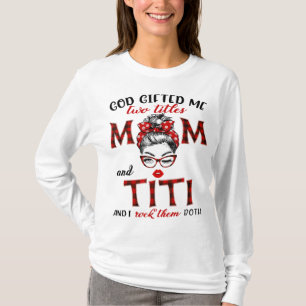 Gott gab mir zwei Titel Mama und Titi Karierte Mes T-Shirt