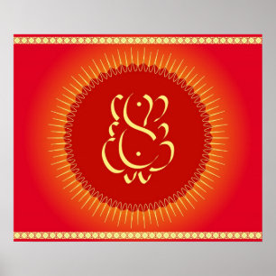 Gott Ganesha mit Sonnenstrahlen Poster