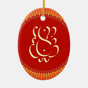 Gott Ganesha mit Sonnestrahlen Keramik Ornament