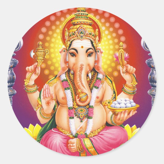 Gott Ganesha Runder Aufkleber (Vorderseite)