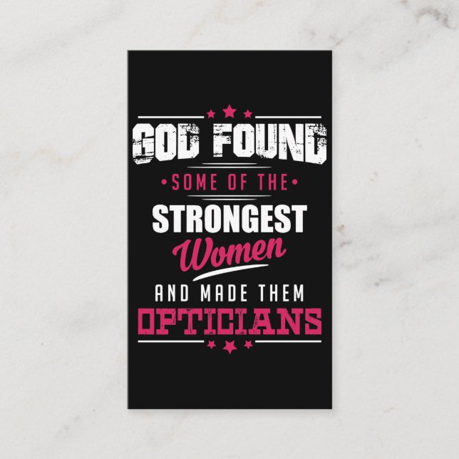 Gott gemachter Optiker-unglaublich witzig Visitenkarte (Vorderseite)