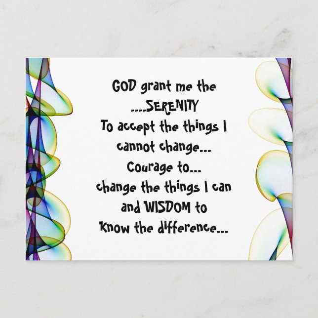 GOTT gewähre mir die SERENITÄT auf einer bunten Po Postkarte (Vorderseite)