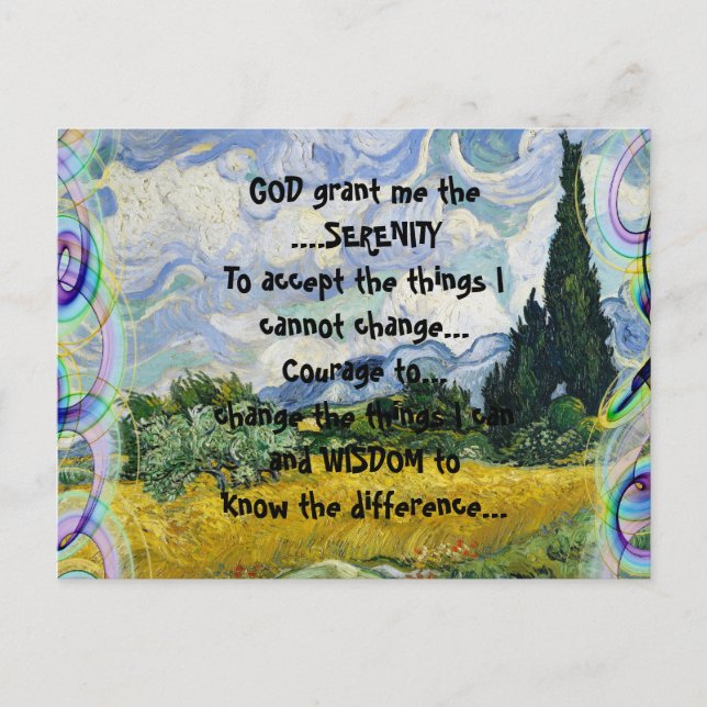GOTT gewähren mir die SERENITÄT auf einer farbenpr Postkarte (Vorderseite)