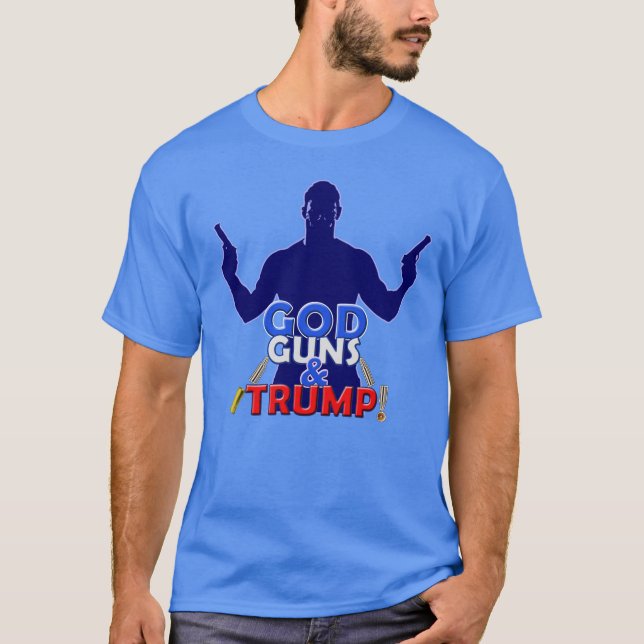 Gott-Gewehre und Trumpf-roter weißer und Blau-T - T-Shirt (Vorderseite)