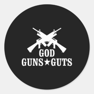 Gott Gewehre und Waffen Runder Aufkleber