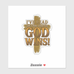 Gott gewinnt christliches Vintage-Kreuz-Typografie Aufkleber