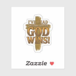 Gott gewinnt christliches Vintage-Kreuz-Typografie Aufkleber