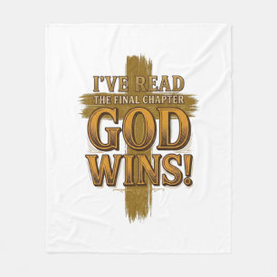 Gott gewinnt christliches Vintage-Kreuz-Typografie Fleecedecke