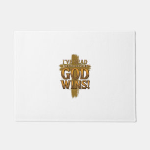 Gott gewinnt christliches Vintage-Kreuz-Typografie Fußmatte