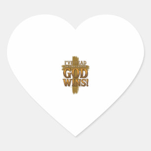Gott gewinnt christliches Vintage-Kreuz-Typografie Herz-Aufkleber
