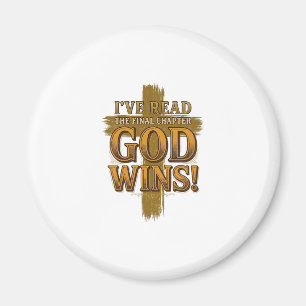 Gott gewinnt christliches Vintage-Kreuz-Typografie Magnet