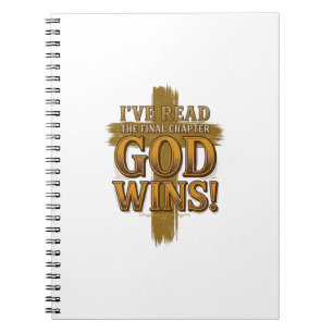 Gott gewinnt christliches Vintage-Kreuz-Typografie Notizblock
