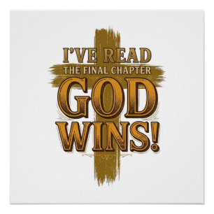 Gott gewinnt christliches Vintage-Kreuz-Typografie Poster