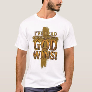 Gott gewinnt christliches Vintage-Kreuz-Typografie T-Shirt