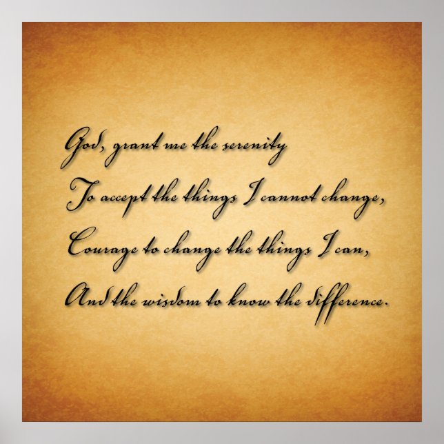 Gott gibt mir die Gelassenheit Poster (Vorne)