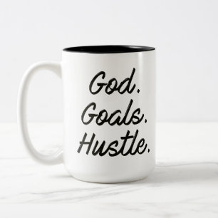Gott. Goals. Hustle. Kaffeebecher Zweifarbige Tasse