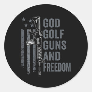 Gott Golf Waffen Und Freiheit - Lustiger Pro-Waffe Runder Aufkleber
