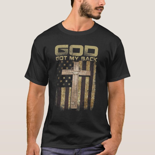 Gott Got meine Back American Flag Christlich Jesus T-Shirt (Vorderseite)