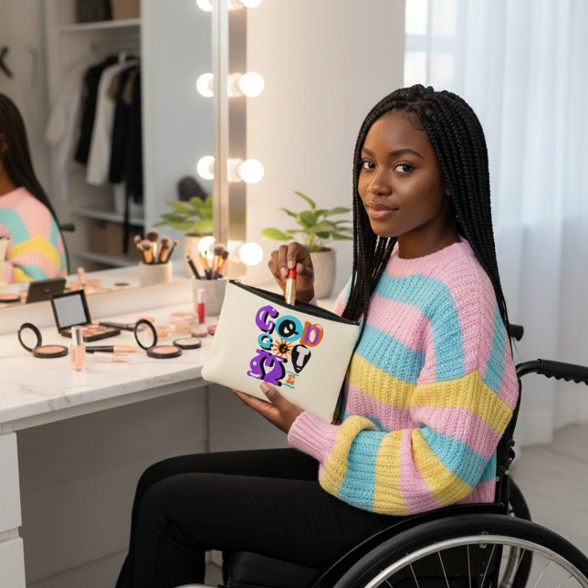 Gott Got mir Retro Christlich Faith Kosmetische Ta Zubehörtasche (Everyday essentials, blessed energy. A chic reminder that God’s got you while you glow up.)