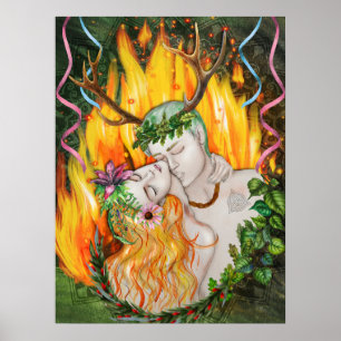 Gott & Göttin Beltane Feuer Poster