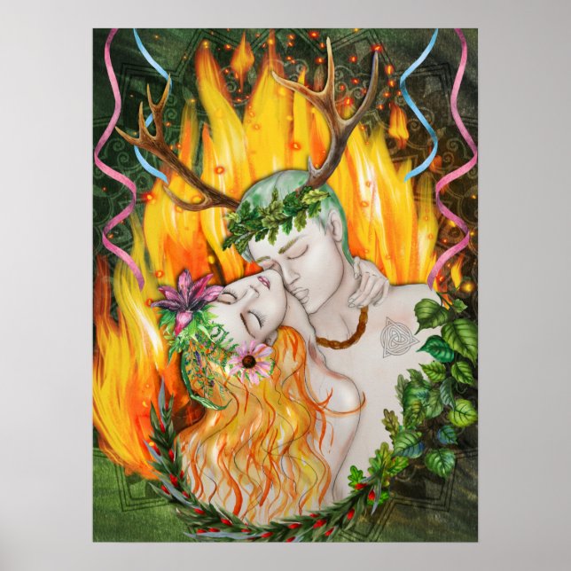 Gott & Göttin Beltane Feuer Poster (Vorne)