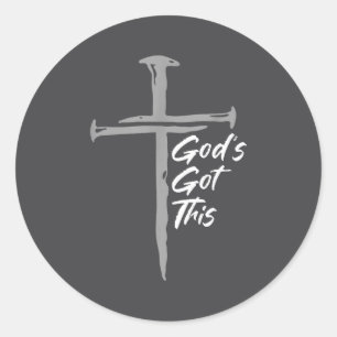 Gott hat das Christian Cross Glaubensmotivation  Runder Aufkleber