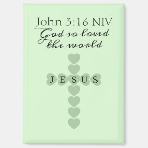 Gott hat die Welt so geliebt Green Heart Kreuz Magnet