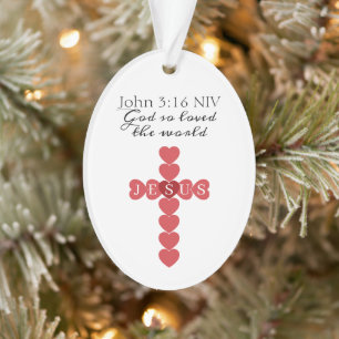 Gott hat die Welt so sehr geliebt Rotes Herz Kreuz Ornament