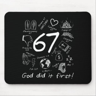Gott hat es zuerst gemacht 67 Six Seven Meme Jesus Mousepad