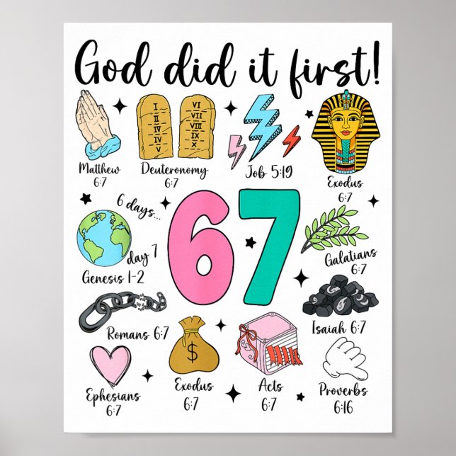 Gott hat es zuerst gemacht 67 Six Seven Meme Jesus Poster (Vorne)