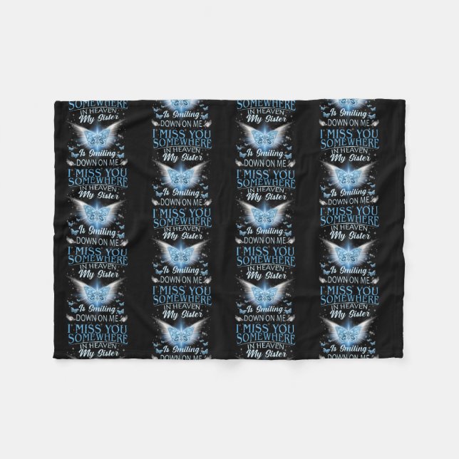 Gott hat meine Schwester im Himmel zu einer Engel  Fleecedecke (Vorderseite (Horizontal))