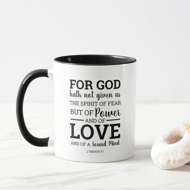 Gott hat uns den Geist der Furcht-Schrift nicht ge Tasse (Mit Donut)