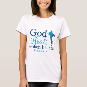 Gott heilt defekte Herzen Psalm-34:18 T-Shirt
