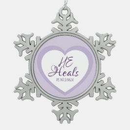 Gott heilt die Gebrochenen Herzigen Helllila Schneeflocken Zinn-Ornament