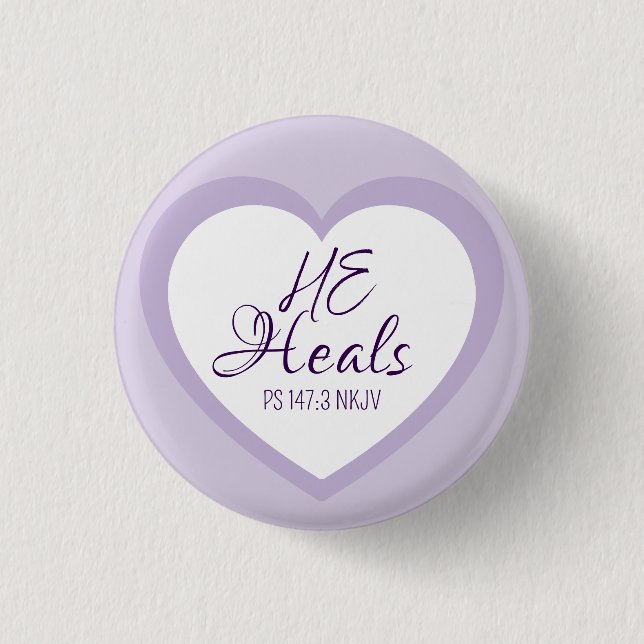 Gott heilt die Gebrochenen Herzigen Helllila Trost Button (Vorderseite)