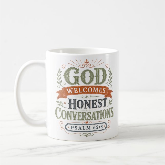 Gott heißt ehrliche Gespräche willkommen Christlic Kaffeetasse (Links)