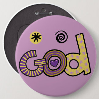 Gott I Doodles I Lila I 6x6 Schaltfläche Button