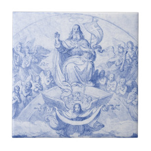 Gott im Himmel Vintages religiöses Christliches Bl Fliese