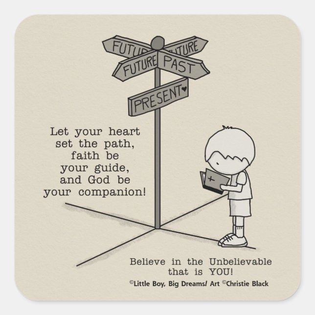 Gott ist dein Begleiter Quadratischer Aufkleber (Vorderseite)