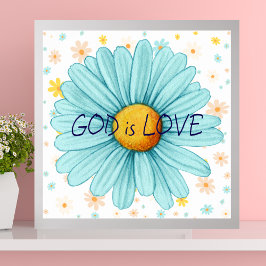 Gott ist die Liebe farbenfrohe Sonnenblumenzitat Poster