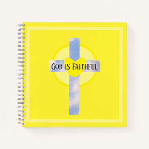 Gott ist ein treuer Kreuz Heilbibel Verse Gelb Notizbuch