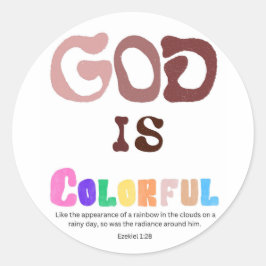 Gott ist farbenfroher Sticker, Regenbogen-Text-Sti Runder Aufkleber