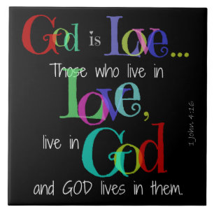 Gott ist Farbtext der Liebe-(John-4:16) auf Fliese