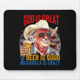 Gott ist groß Bier ist gut und Kamala sind verrück Mousepad