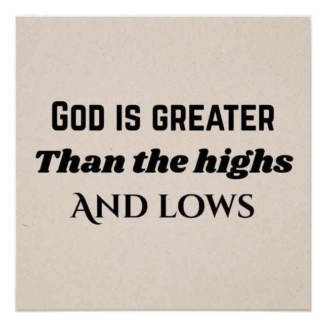 Gott ist größer Christliche Typografie Poster (Vorderseite)