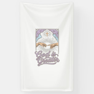 Gott ist größer Christliches Vintage-Gravur-Shirt_ Banner
