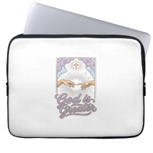 Gott ist größer Christliches Vintage-Gravur-Shirt_ Laptopschutzhülle