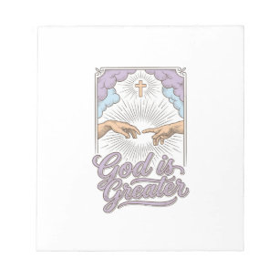 Gott ist größer Christliches Vintage-Gravur-Shirt_ Notizblock
